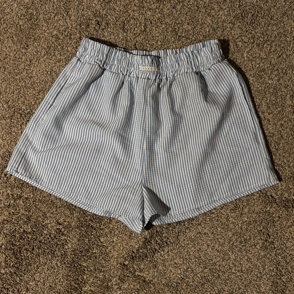 Missguided Pinstriped Boxer Shorts White & Blue Pinstriped Sz XL - Picture 4 of 9